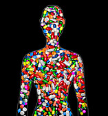 Prescription drug addiction, conceptual illustration