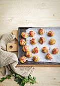 French onion stuffing balls with proscuitto