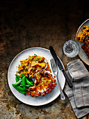 Oven-baked marmalade pork chops with sweet potato mash