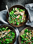 Griddled chicken with mustardy lentil salad