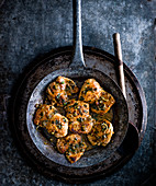 Pan-fried chicken with lemon, caper and marsala caramelised butter sauce