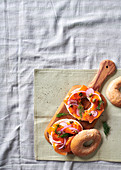 Vegan carrot 'lox' and 'cream cheese' bagel