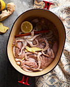 Raw octopus with lemon and ginger