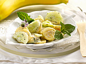 Cucumber and banana salad with mint