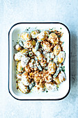 Simple potato salad with fried onions