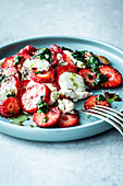 Strawberry caprese salad with mozzarella