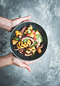 Octopus and Grilled Peach Panzanella