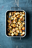 Croutons with herb butter and chilli flakes