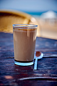 Cafe au lait in a glass