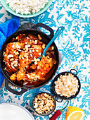 Spicy braised chicken with cashew nuts and coconut