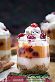 Christmas pumpkin and cranberry mousse