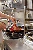Searing a pork chop
