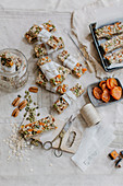 Coconut, apricot and date bars