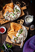 Crepes with mushrooms sauce