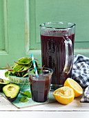 Beetroot smoothie with chard and avocado