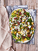 New potato, broad bean and chorizo salad