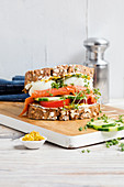 Smoked salmon sandwich with egg