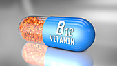 Vitamin B12 capsule, illustration