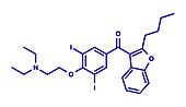 Amiodarone antiarrhythmic drug, molecular model