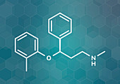 Atomoxetine ADHD drug, molecular model