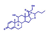 Budesonide corticosteroid drug, molecular model