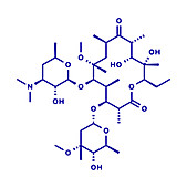 Clarithromycin antibiotic drug, molecular model