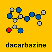 Dacarbazine chemotherapy drug, molecular model