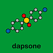 Dapsone antibacterial drug, molecular model
