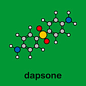 Dapsone antibacterial drug, molecular model