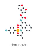 Darunavir HIV drug, molecular model
