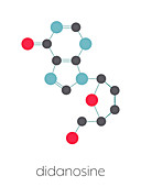 Didanosine HIV drug, molecular model