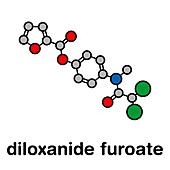 Diloxanide furoate amoebiasis drug, molecular model