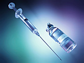 Syringe and a penicillin vial, illustration