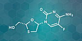 Emtricitabine HIV drug, molecular model