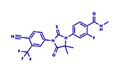 Enzalutamide prostate cancer drug, molecular model