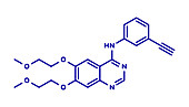 Erlotinib cancer drug, molecular model