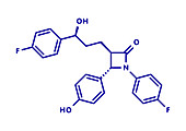 Ezetimibe cholesterol-lowering drug, molecular model