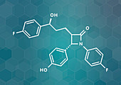 Ezetimibe cholesterol-lowering drug, molecular model