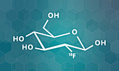 Fludeoxyglucose radiopharmaceutical, molecular model