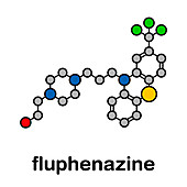 Fluphenazine antipsychotic drug, molecular model