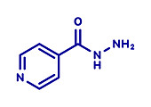 Isoniazid tuberculosis antibiotic drug, molecular model