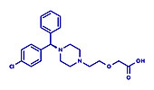 Levocetirizine antihistamine drug, molecular model