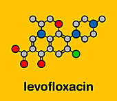 Levofloxacin antibiotic drug, molecular model