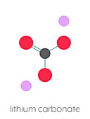 Lithium carbonate bipolar disorder drug, molecular model