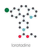 Loratadine antihistamine drug, molecular model
