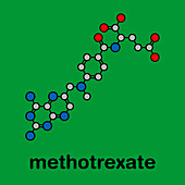 Methotrexate chemotherapy drug, molecular model