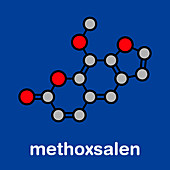 Methoxsalen skin disease drug, molecular model