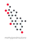 Methylprednisolone corticosteroid drug, molecular model