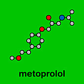 Metoprolol high blood pressure drug, molecular model