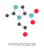 Metronidazole antibiotic drug, molecular model